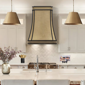 Fobest Texas Antique Brass Range Hoods with Dark Trim FSS-495
