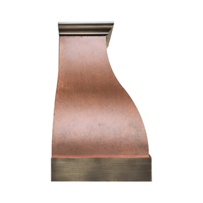 Fobest Vintage Copper Custom Range Hood with Aged Brass Accents for Modern Rustic Kitchens FCP-335