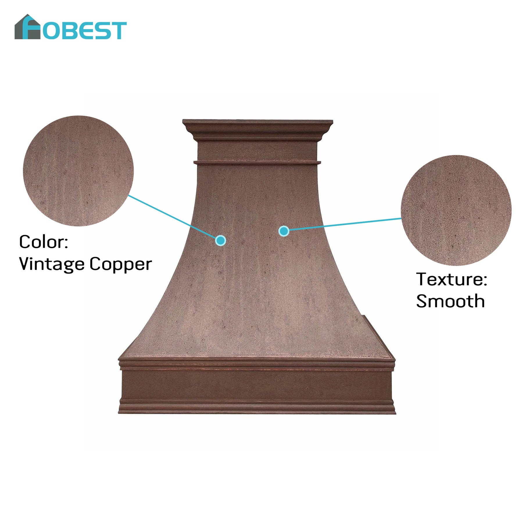 Fobest Vintage Copper Range Hood with Curved Shape FCP-192