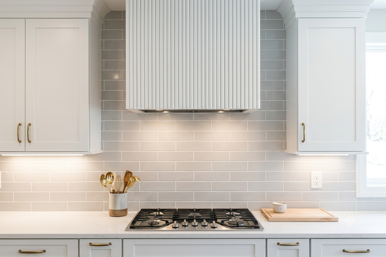 Fobest White Box Range Hood with Fluted Vertical Panel Design FSS-393
