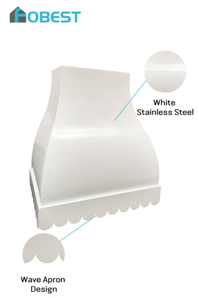 White Stainless Steel Range Hood with Wave Design