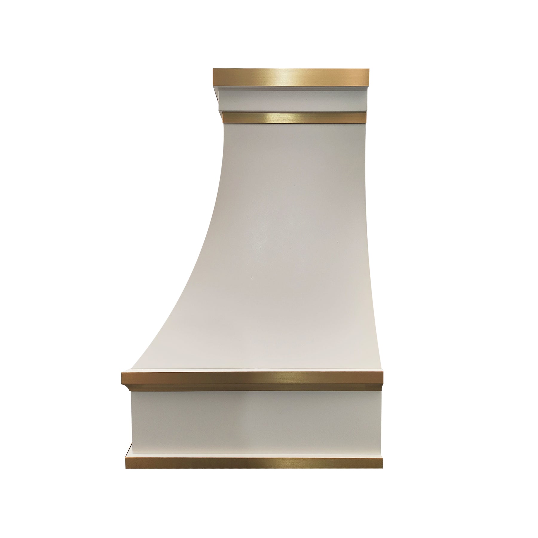 Fobest White Range Hood with Arched Design and Brass Trim FSS-403
