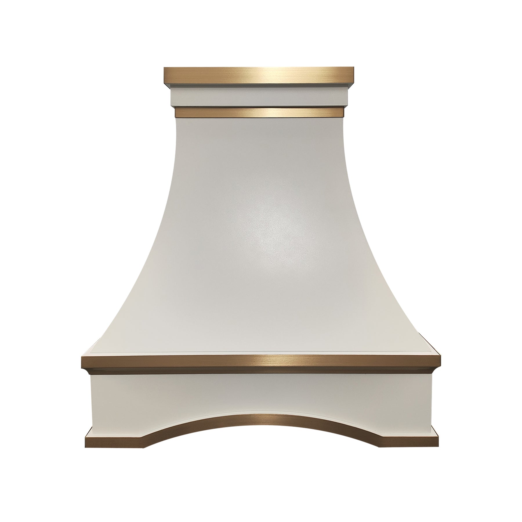 Fobest White Range Hood with Arched Design and Brass Trim FSS-403
