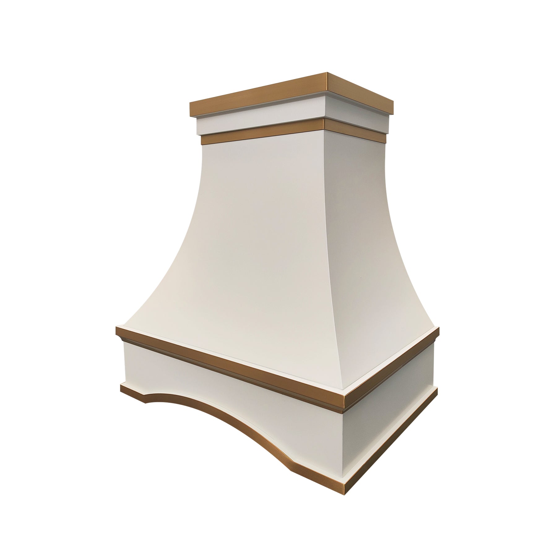 Fobest White Range Hood with Arched Design and Brass Trim FSS-403