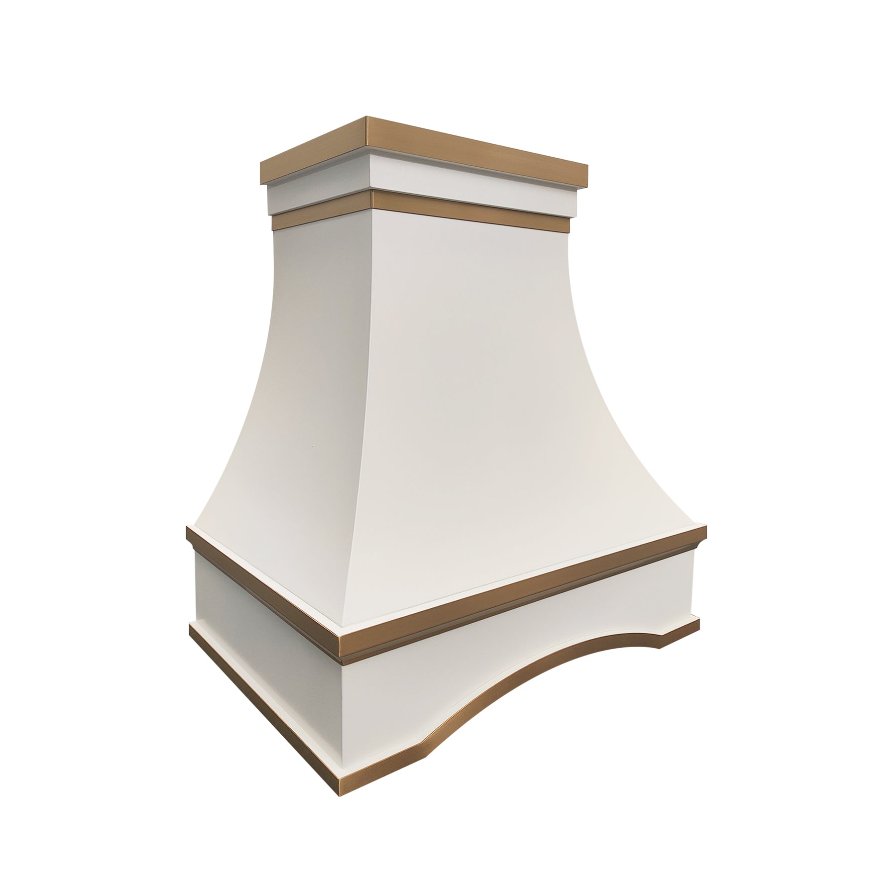 Fobest White Range Hood with Arched Design and Brass Trim FSS-403