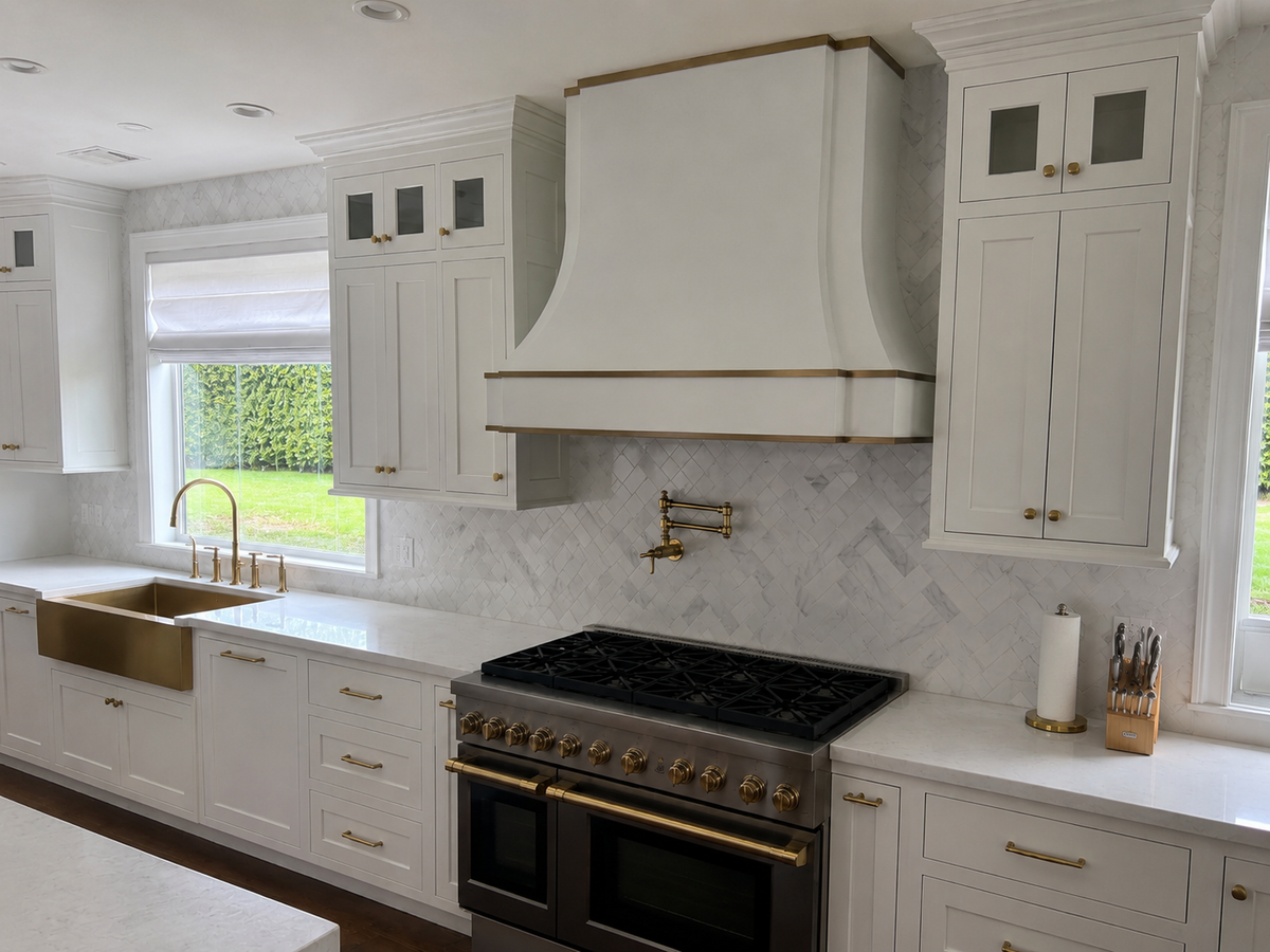 Fobest White Range Hood with Brass Trims FSS-288