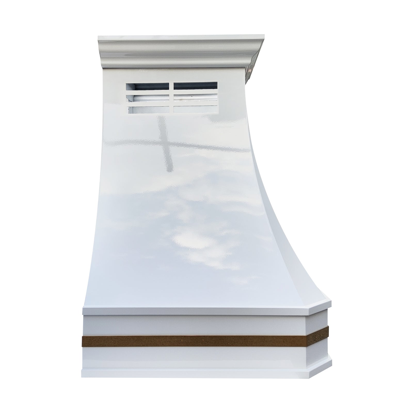 Fobest Glossy White Stainless Steel Custom Range Hoods with Brass Accent FSS-535