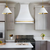 Fobest Glossy White Stainless Steel Custom Range Hoods with Brass Accent FSS-535