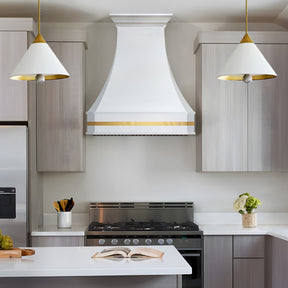 Fobest Glossy White Stainless Steel Custom Range Hoods with Brass Accent FSS-535