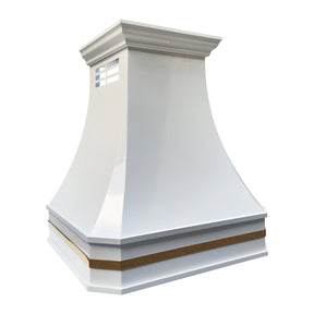 Fobest Glossy White Stainless Steel Custom Range Hoods with Brass Accent FSS-535