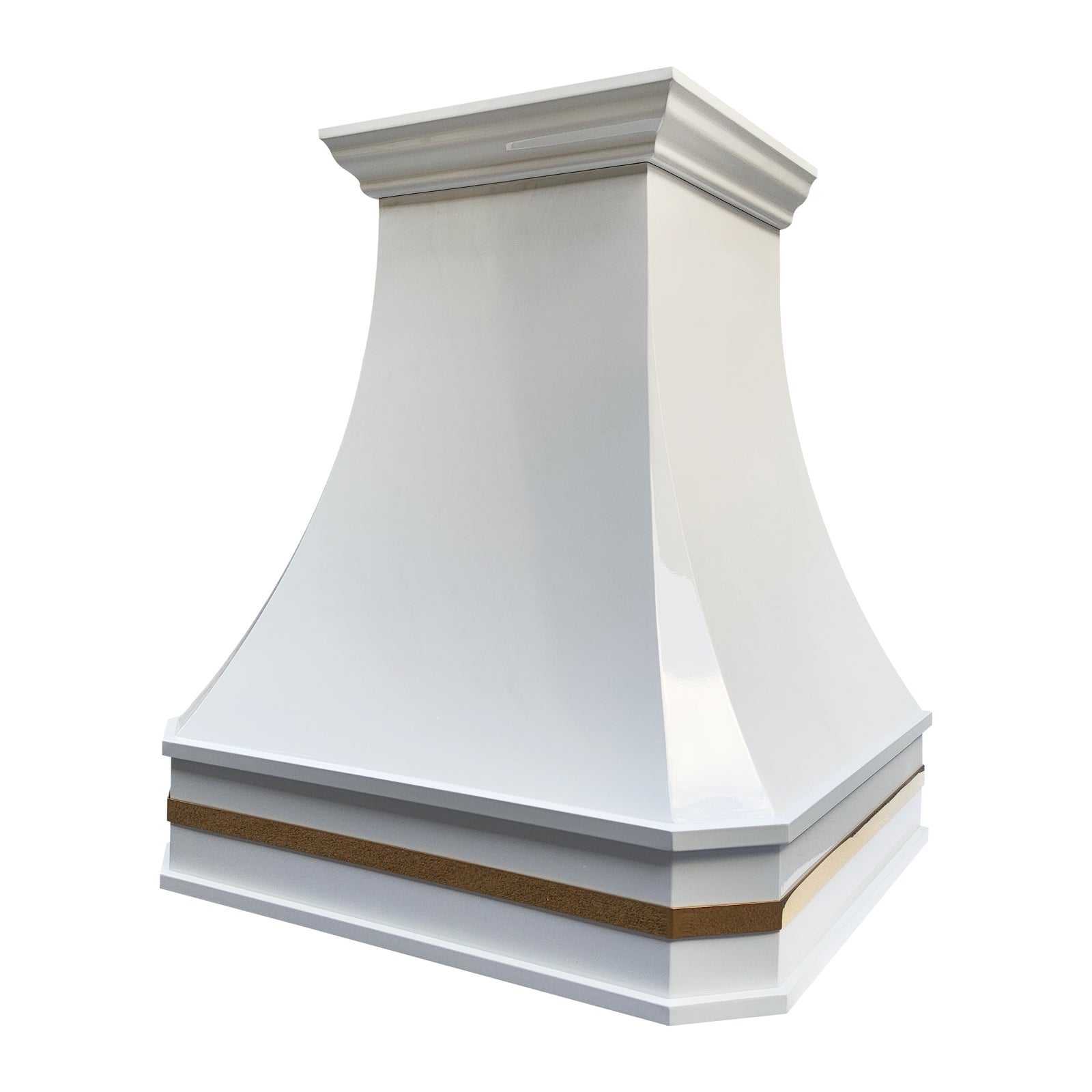 Fobest Glossy White Stainless Steel Custom Range Hoods with Brass Accent FSS-535