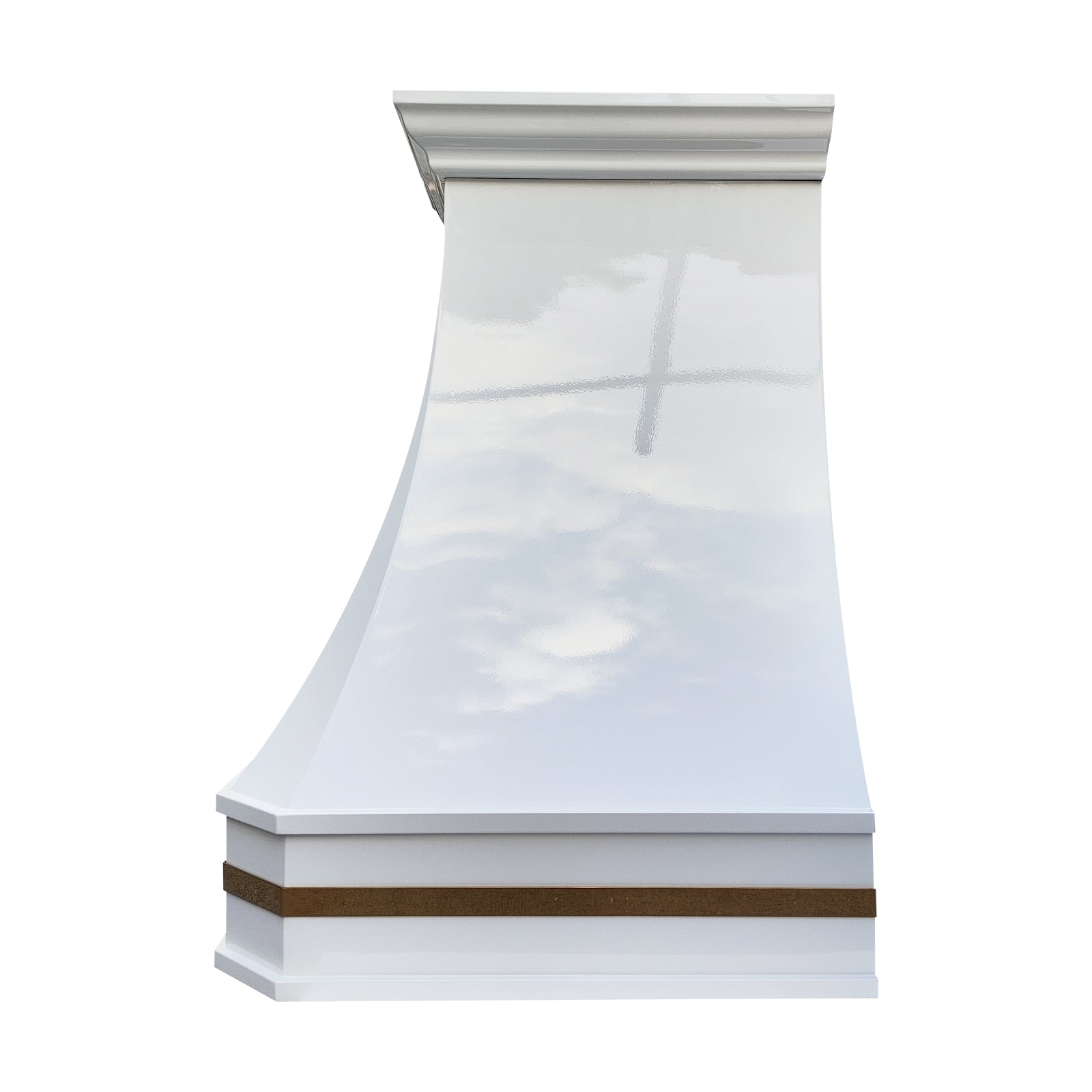 Fobest Glossy White Stainless Steel Custom Range Hoods with Brass Accent FSS-535