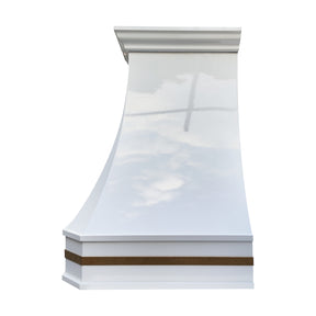 Fobest Glossy White Stainless Steel Custom Range Hoods with Brass Accent FSS-535