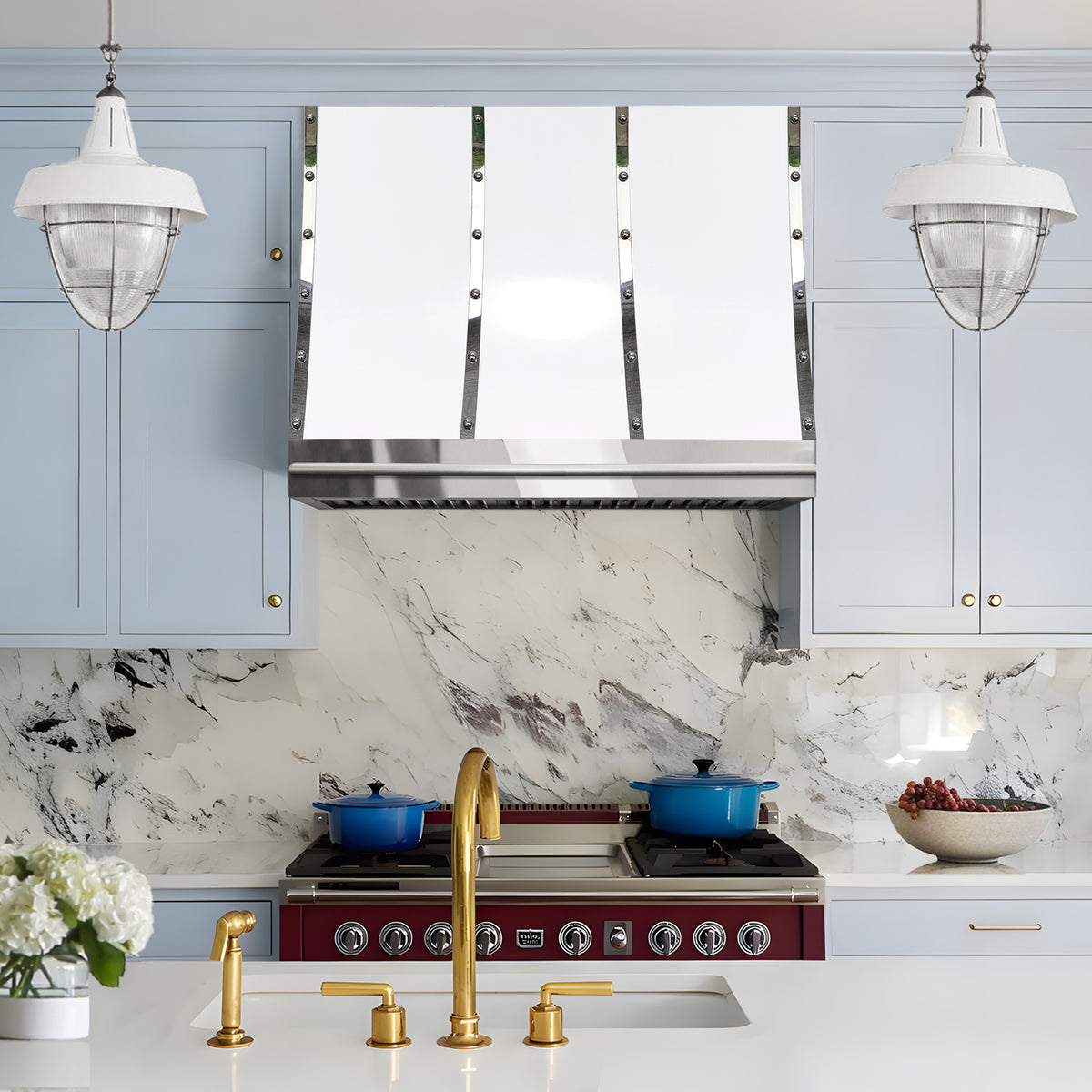 Fobest White Stainless Steel Custom Range Hood with Pot Rail FSS-474