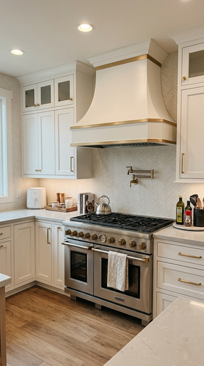 Fobest White Stainless Steel Range Hood with Brass Trims FSS-206