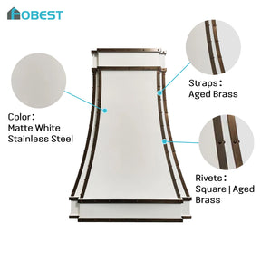 Fobest White Stainless Steel Range Hood with Copper Trims FSS-166