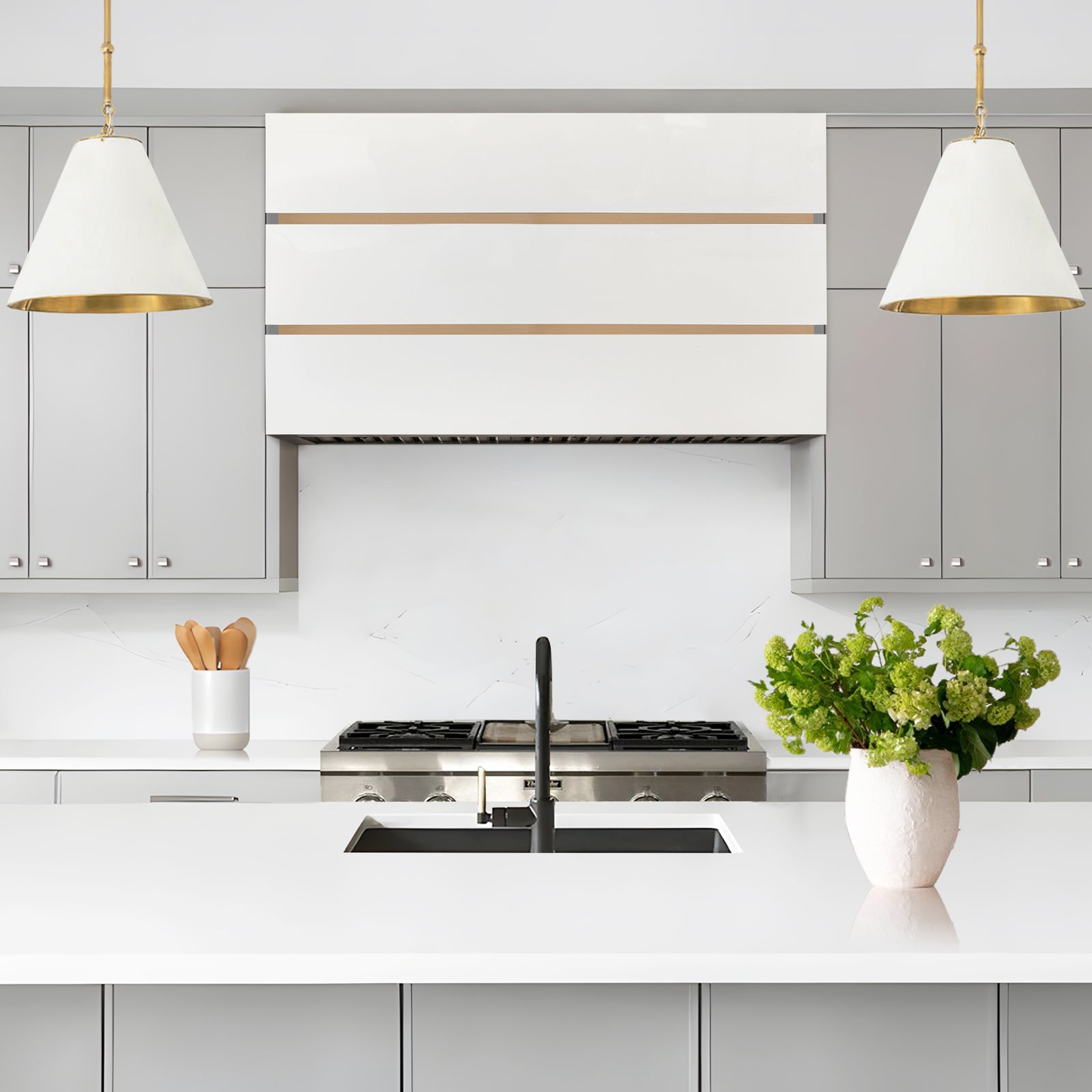 Fobest White & Brass Box Custom Range Hood Stainless Steel FSS-475