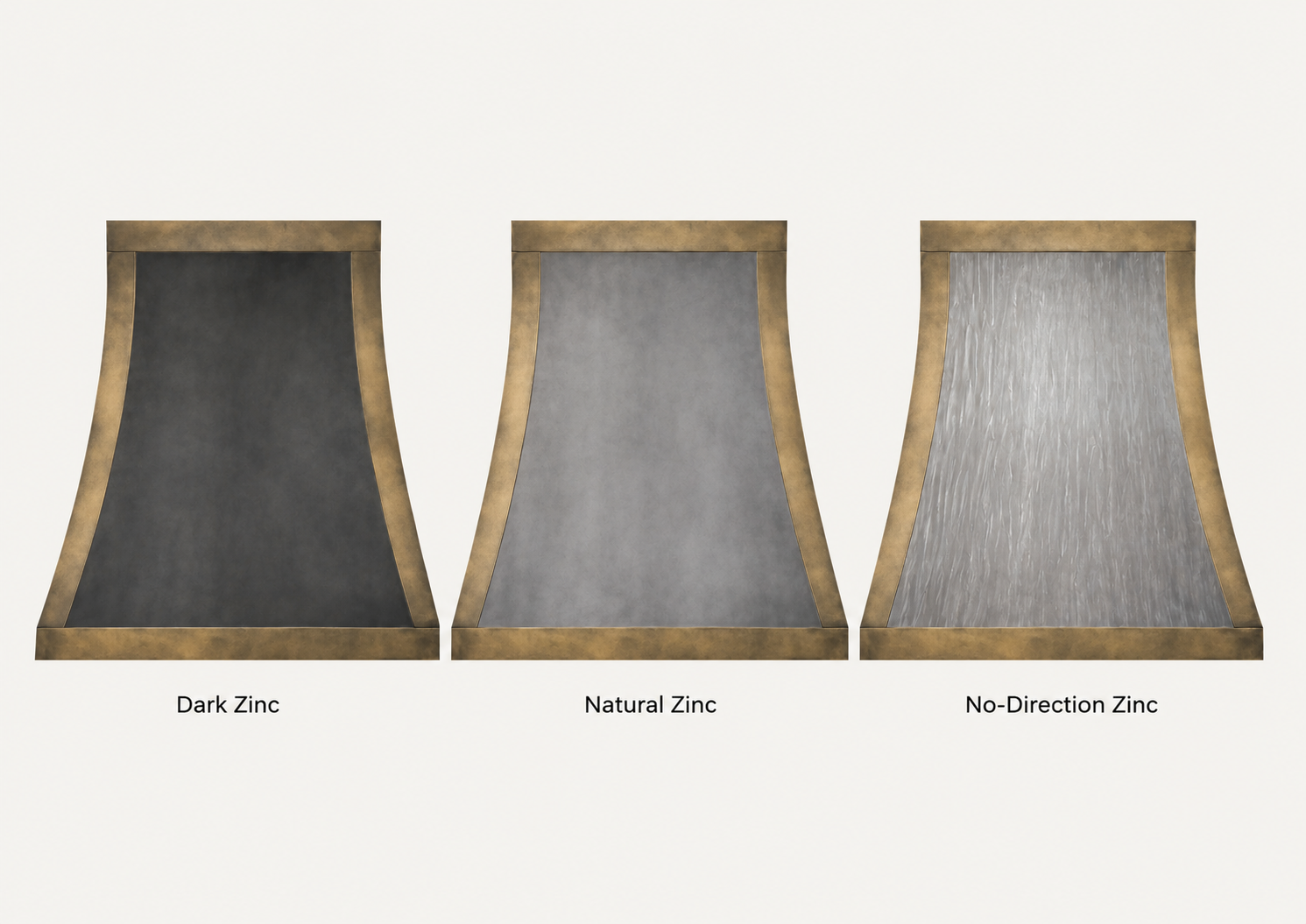 Fobest Zinc Range Hood with Antique Brass Trim and Flared Shape FSS-395
