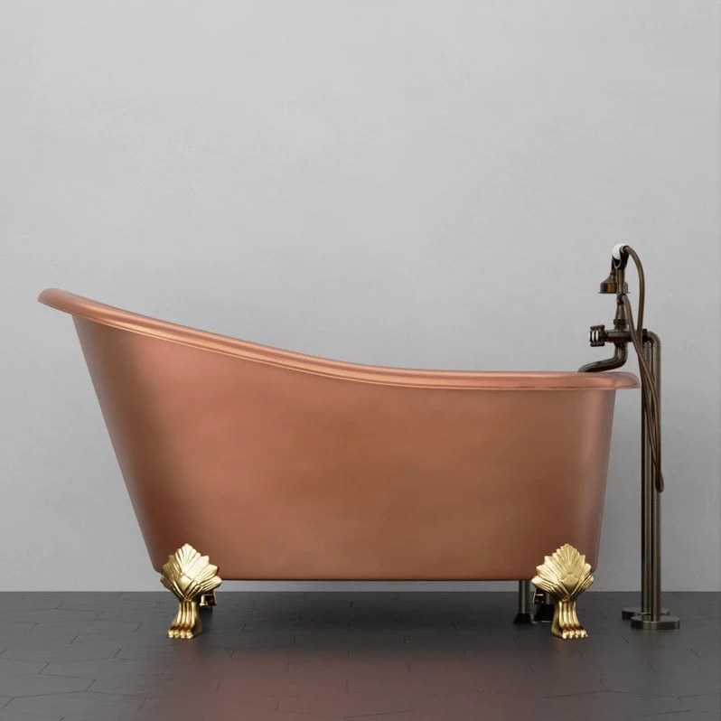 Fobest Handmade Double-Slipper Custom Antique Copper Bathtub with Clawfoot FBT-17