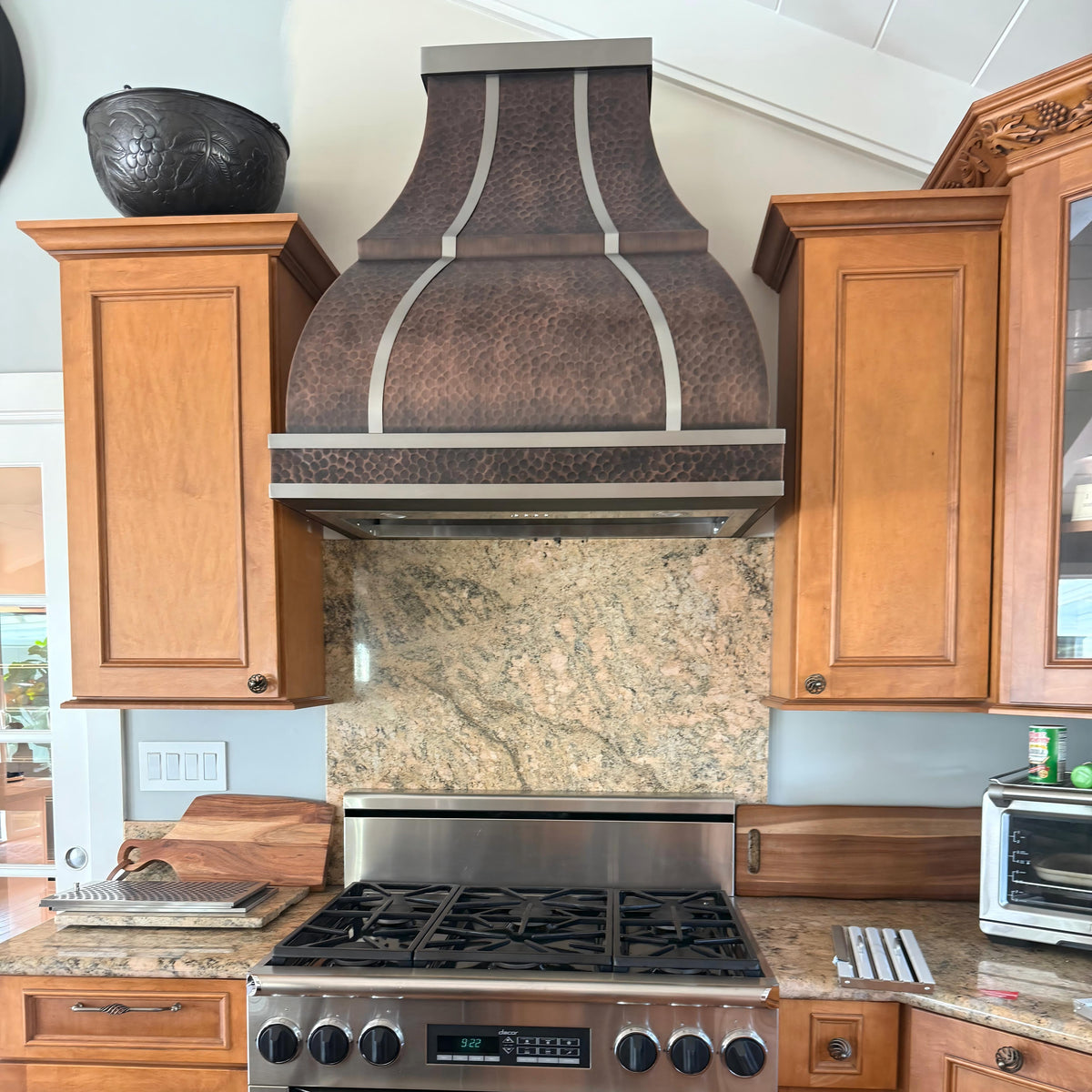 Fobest Hammered Copper Range Hood with Stainless Steel Straps-FCP-287