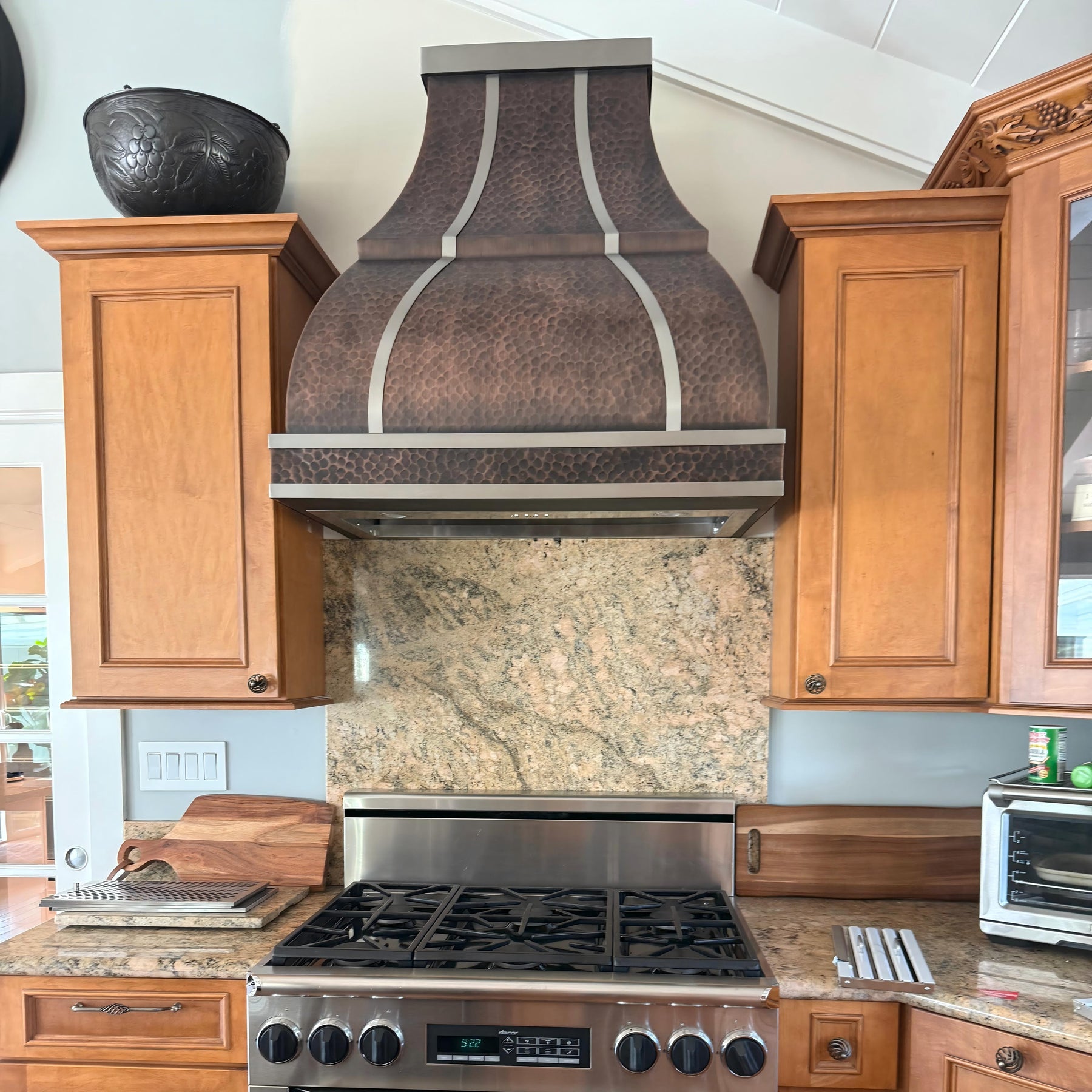 Fobest Hammered Copper Range Hood with Stainless Steel Straps-FCP-287