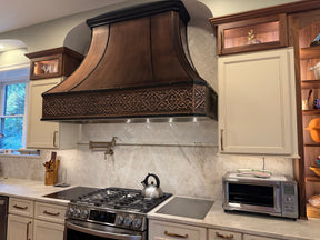 Fobest Curved Copper Range Hood with Hammered Apron Detail FCP-252