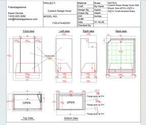 FOBEST Custom Metal Range Hood- FSS-274 Custom Link for Brad