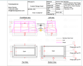 Fobest Custom Range Hood-Custom Link for Dana