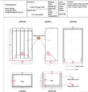 Fobest Custom Range Hood FCP-296 Custom Link for Briant