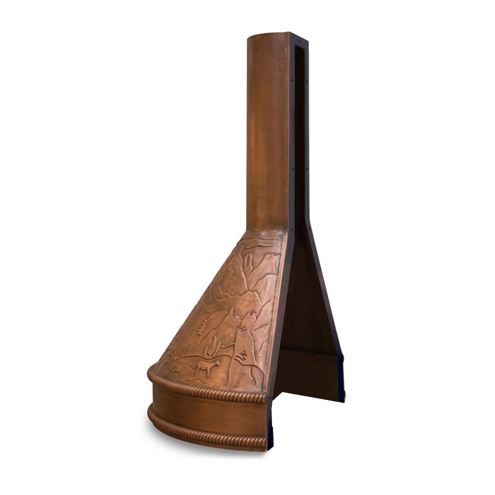Fobest Custom Modern Copper Range Hood with Mountain Landscape FCP-401