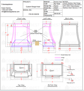 Fobest Custom Kitchen Hood - Custom Link for Nancy