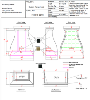 Fobest Custom Range Hood FSS-348 Custom Link for Theresa