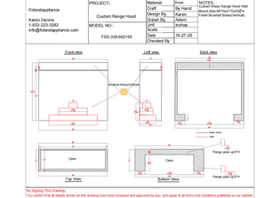 Fobest Custom Range Hood-Fobest FSS-336 Custom Brass Metal Range Hood and Kitchen Appliance Custom Link for GiNo