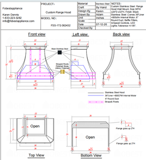 Fobest Custom Range Hood-FSS-172 Stainless Steel Metal Range Hood Custom Link for Heather
