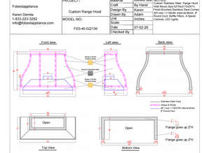 Fobest Custom Range Hood-FSS-45 Stainless Steel Range Hood Custom Link for Joel