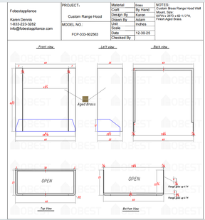 Fobest Custom Metal Range Hood FSS-333 Custom Link for Cammie