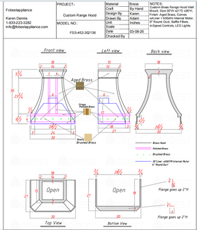 Fobest Custom Range Hood-FSS-452  Custom Link for Gary