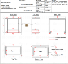 FOBEST Custom FSS-333 Range Hood – Custom Order Link for Eva
