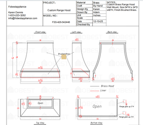 Fobest Custom Metal Range Hood FSS-426 Custom Link for Kyle