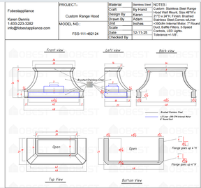Fobest Custom Metal Range Hood FSS-111 Custom Link for Ellen