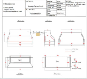Fobest Custom Range Hood - Custom Link for Suzy & James