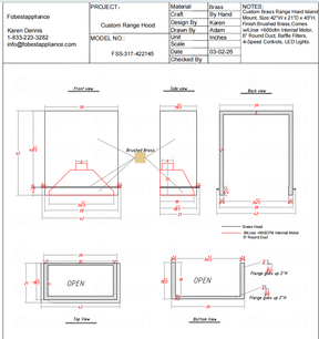Fobest Custom Range Hood-FSS-317 Custom Link for Sachin