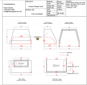 Fobest Custom Range Hood FSS-132 Custom Link for Cara&Elana