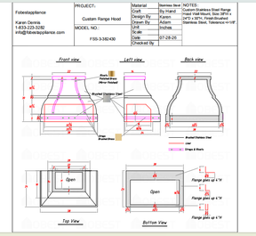 Fobest Custom Metal Range Hood FSS-3 Custom Link for Harper