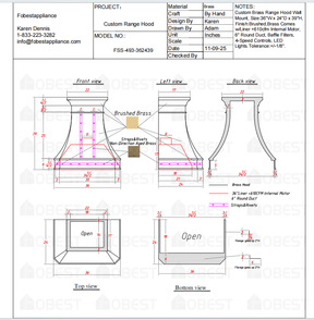 Fobest Custom Metal Range Hood FSS-493 - Custom Link for Lisa
