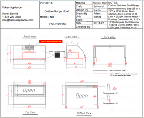 Fobest Custom Range Hood-FSS-7 Stainless Steel Range Hood  Metal Range Hood Custom Link