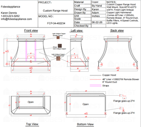Fobest Custom Range Hood-Custom Link for Megan