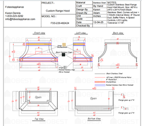 Fobest Custom Metal Range Hood FSS-229 Custom Link for Michelle