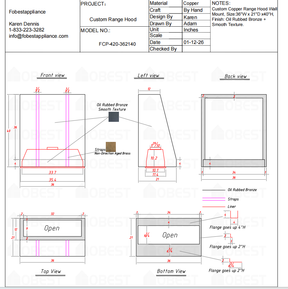 FOBEST Custom Range Hood FCP-420 Custom Link for Molly