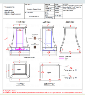 Fobest Custom Range Hood-FCP-34 Copper Metal Range Hood Custom Link for Mark